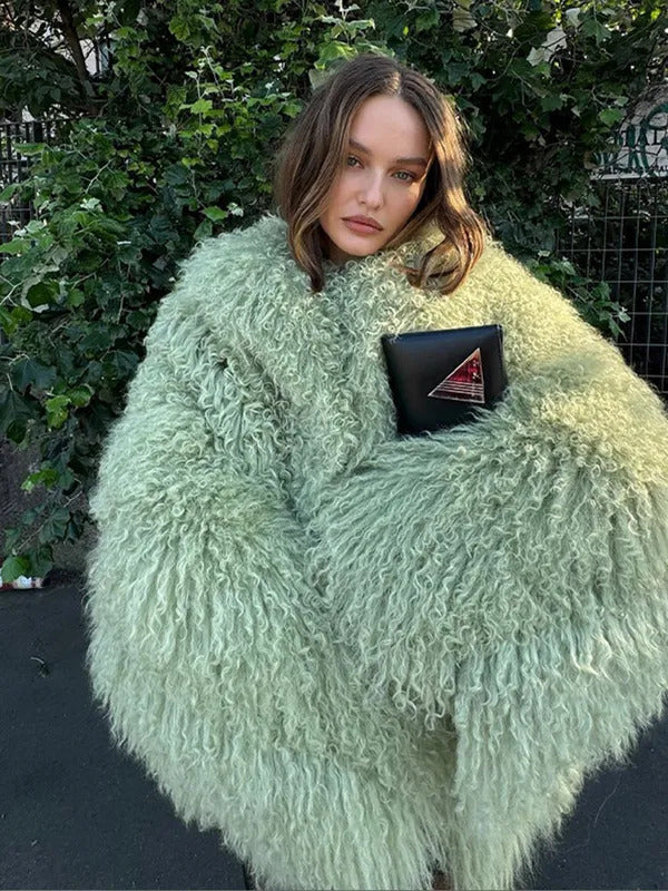 Women Fashion Solid Faux Fur Coats Autumn Elegant Warm Loose Long Sleeve Flurry Cardigan Winter Female  Thick Commute Streetwear