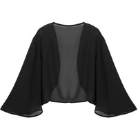 Women Chiffon Cardigan Bolero Shawls 3/4 Sleeve Solid Soft Cape Coat Wedding Bridal Party Dress Wraps Beach Vacation Cover Ups