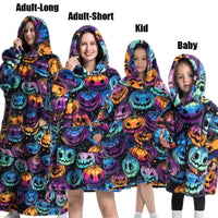 Winter Hoodies Sweatshirt Women Men Pullover Fleece Giant TV Oversized Blanket with Sleeves Adult Halloween Pumpkin Clothing