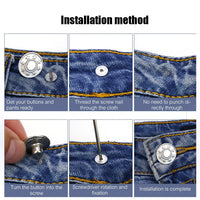 20/10pcs Detachable Jeans Screw Buttons with Screwdriver Clothes Replacement No Sewing Metal Pins Adjustable Waist Kit Tools