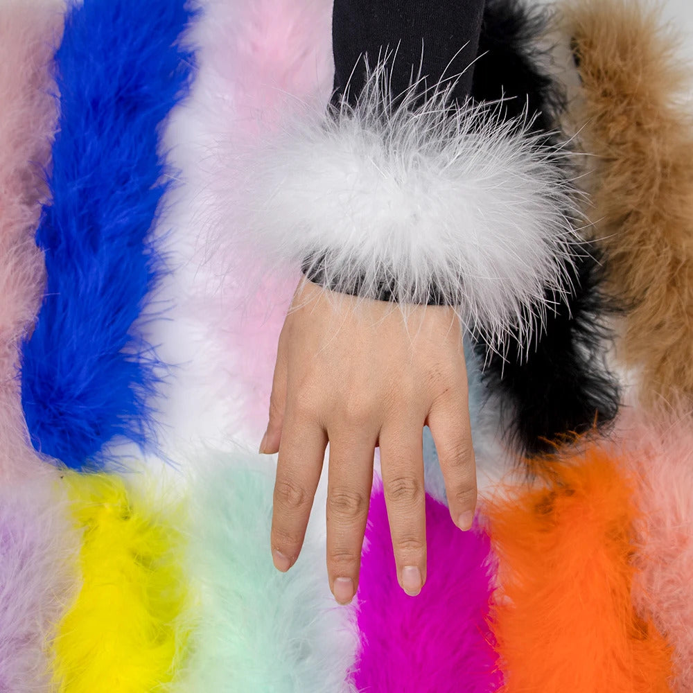 High Quality Real Fur Feather Cuffs Women's Summer Party Oversleeve with Feathers Fashion Ladies Feathers Cuff Snap on Wristband