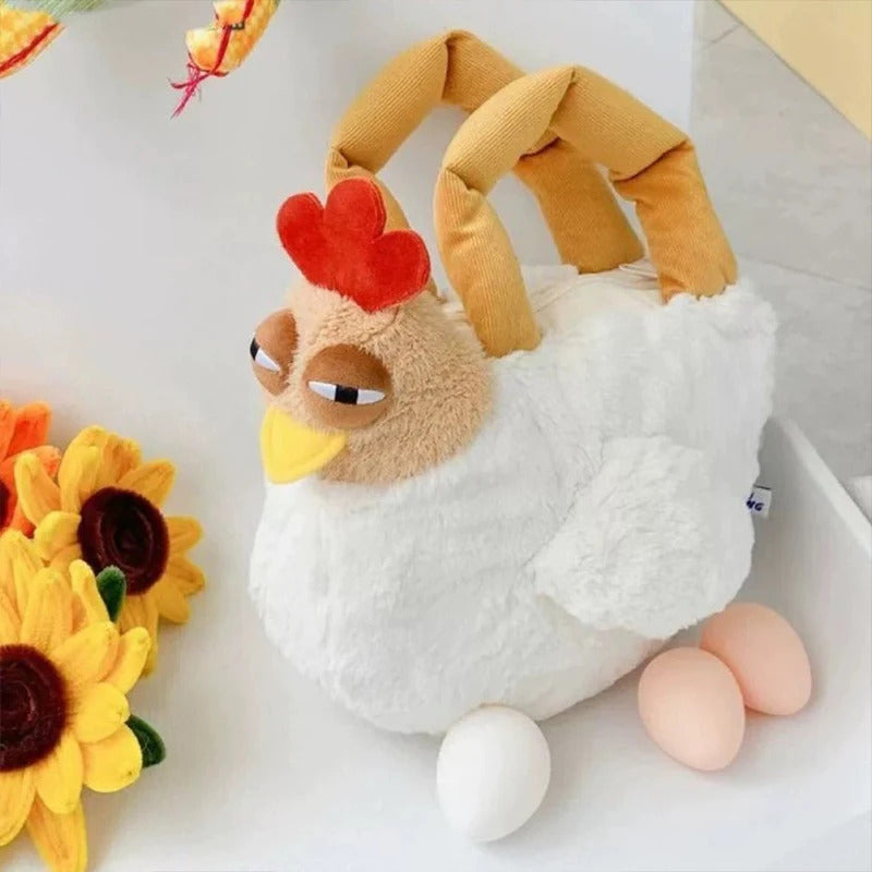 Internet celebrity big rooster plush handbag, cute large-capacity bag, creative fashion storage bag, personalized small bag