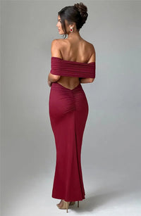 Mozision Strapless Backless Sexy Maxi Dress For Women Black Solid Off-shoulder Sleeveless Bodycon Club Party Long Dress Elegant