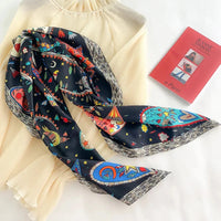 Luxury Love Tree Print Designer 90 Square Scarf Twill Silk Women Head Shawls Wraps Neck Scarves Hijab Bandana Pashmina Handband