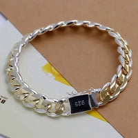 Fine 925 Sterling Silver Noble Nice Chain Solid Bracelet for Women Men Charms Party Gift Wedding Fashion Jewelry Hot Model