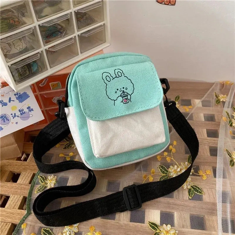 Cute Canvas One Shoulder Womens Bag Little Rabbit Korean Version Fashion Crossbody Bag Female Student Cotton Womens Handbag