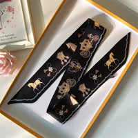 2022 Luxury Silk Scarf Slim Hair Accessories Fashion Bag Handle Ribbon Ladies Horse Print Headband Belt Ladies Fall New 60SKU