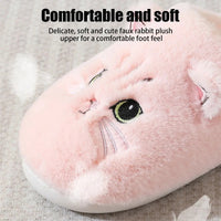 2024 New Cute Cat Slippers Fluffy Furry Women Home Slippers Men Winter Plush Slides Indoor Fuzzy Slippers Lovely Cotton Shoes