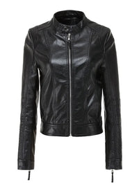 Women PU Leather Jacket Outwear Zipper Outfit Spring Autumn Fashion Short Female Bike Coat