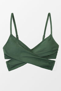 Green Elliott Wrap Tie Back Bikini Top