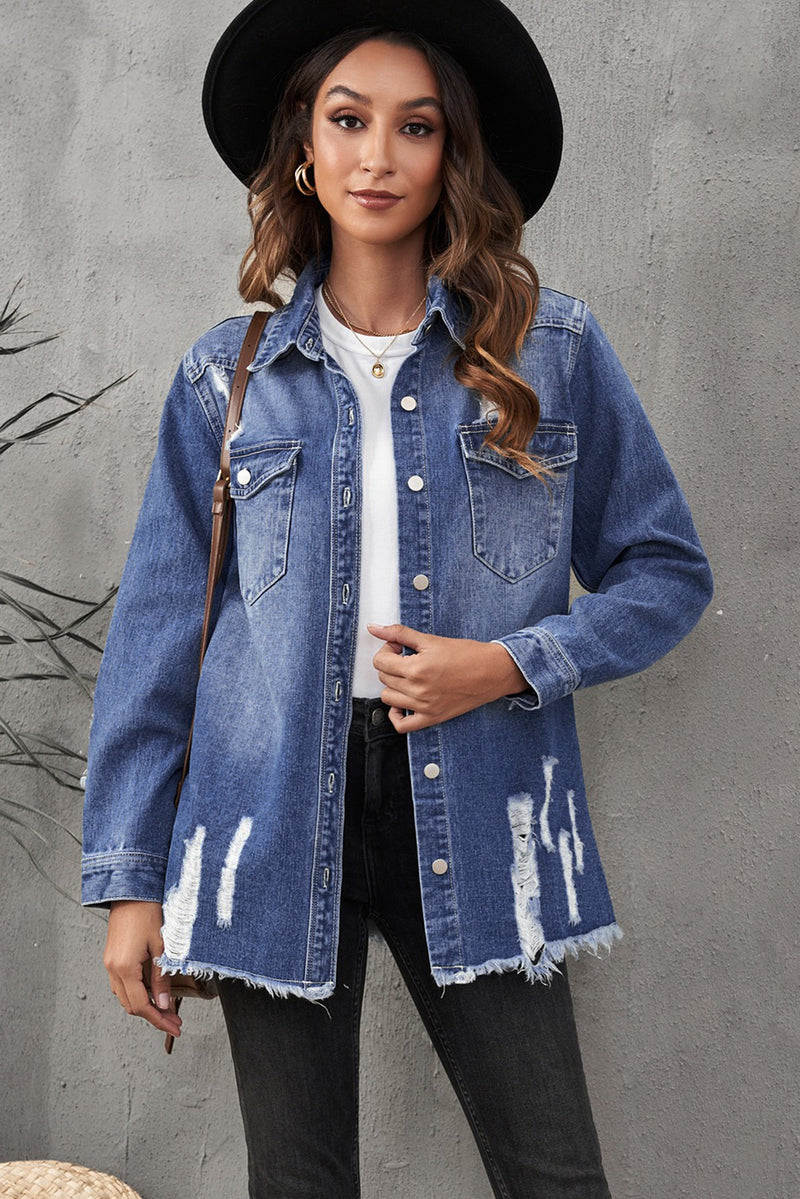 Blank Apparel - Blue Distressed Denim Jacket