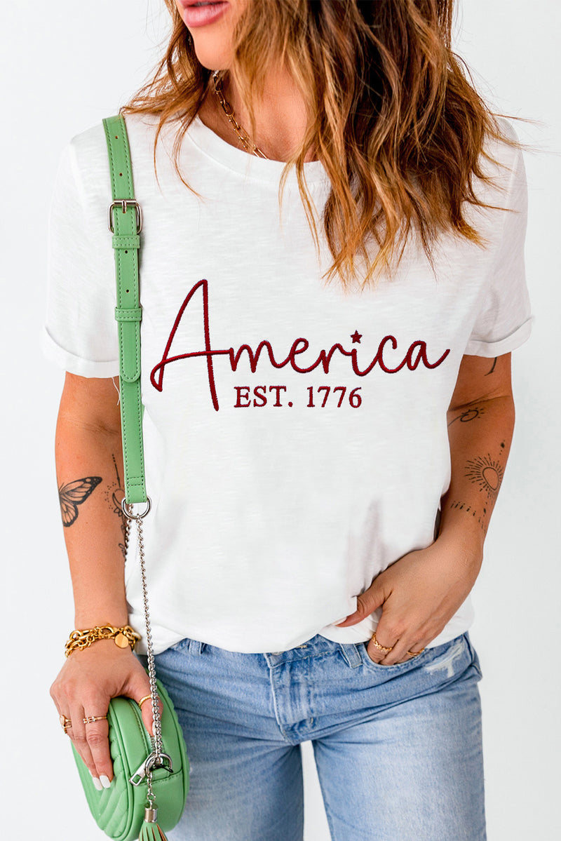 White America EST.1776 Embroidered Graphic Tee