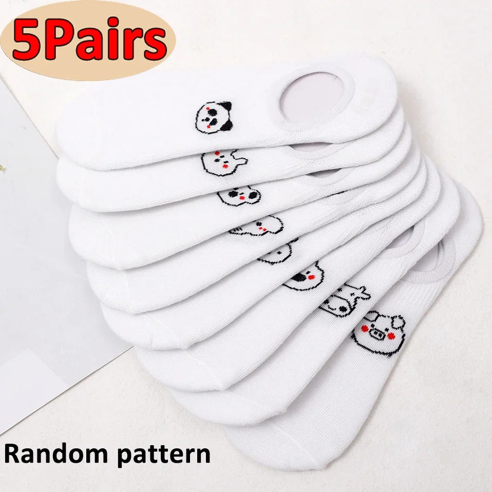 1-5Pairs Cotton Short Sock Cartoon 3D Cat Puppy Dog Animal Socks Harajuku Kawaii Women Girls Anklet Socks Breathable Casual Sox