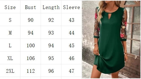 Luxury Dress Women's Perspective Mid Sleeve Printed Round Neck Mini Skirt Summer Party Dress