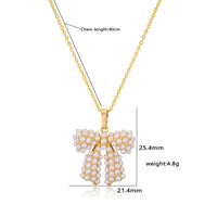 HECHENG, High Quality INS Style Gold Plated Bow Pendant Necklaces for Women Pearl Pendant Jewelry