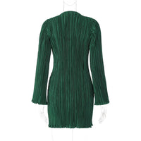 Women Elegant Long Sleeve Streetwear  Green Fall Mini Dress 2024 Autumn Clothes