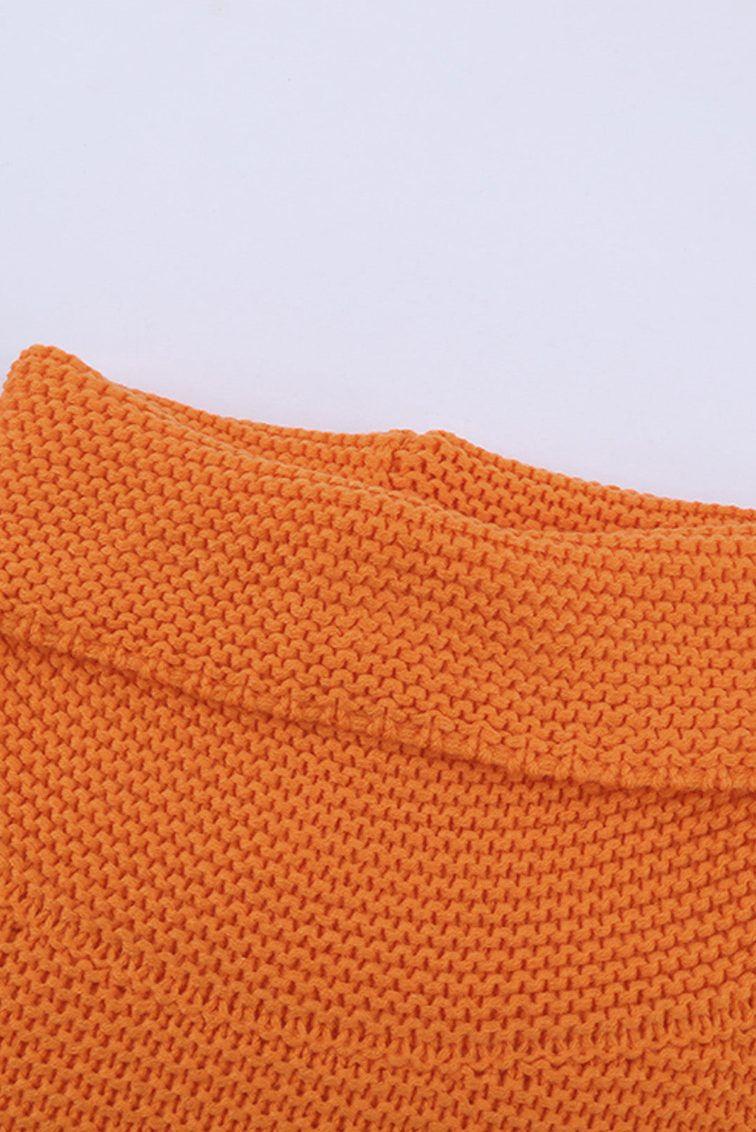 Orange Turtleneck Splicing Chunky Knit Pullover Sweater