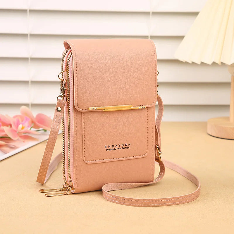 Crazy Bag Fashion Touch Screen Lock Cell Phone Bag Women's Mobile Phone Card Holder Crossbody Shoulder Bag