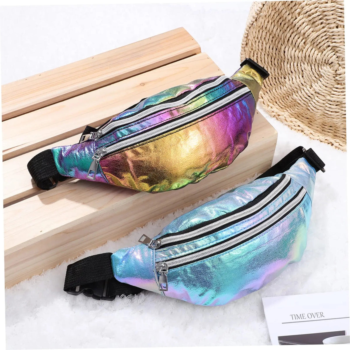 Holographic Fanny Pack Hologram Waist Bag Laser Beach Travel Banana Hip Bum Zip Waist Bags Women Belt Bag For Girls