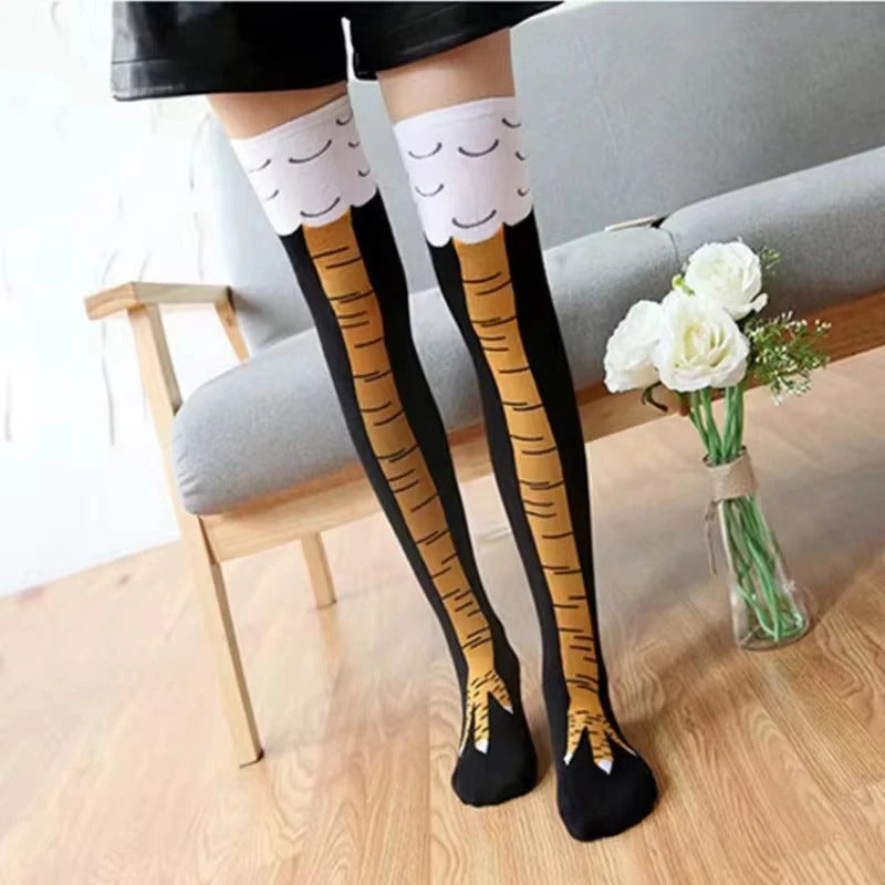 Trendy Women Socks With Knee Length Chicken Feet Funny Personalized Realistic Chicken Feet Birthday Gifts Trendy Sports Socks