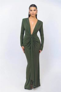 Mozision Glitter Deep V Neck Sexy Maxi Dress For Women Elegant Sparkle Long Sleeve Ruched Bodycon Split Club Party Sexy Dress