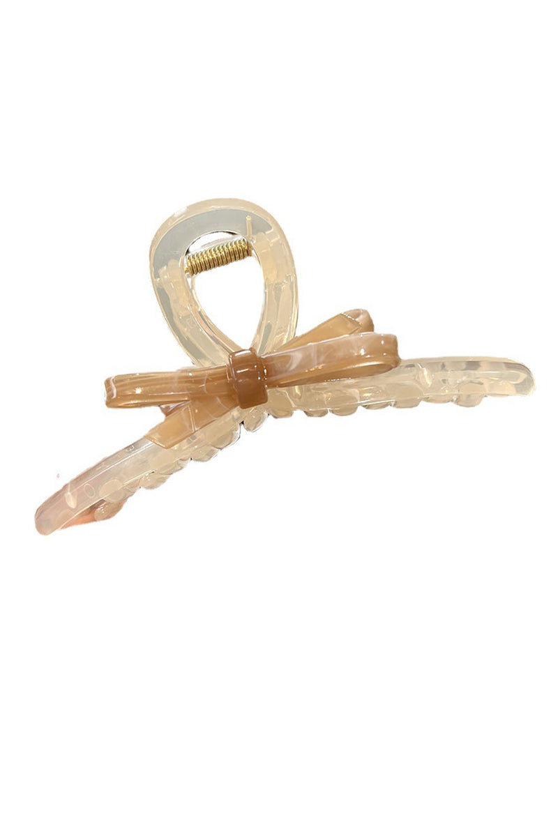 Khaki Bow Shaped Plastic Large Hair Clip