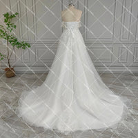 Luxe Shimmer Tulle Off Shoulder Wedding Dress with Embroidered 3D Flowers Sweetheart Puffy Lace Up Customized Bridal Gowns