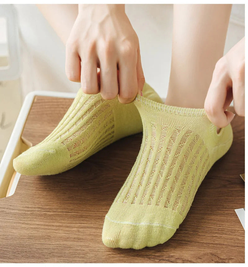 5/10 Pairs Socks women's Summer Invisible Short No Show Fashion Lace Breathable Silicone Non-slip Cotton Boat Socks