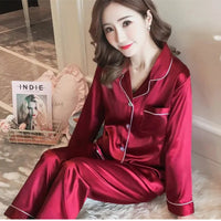 Pajamas Sets for Women 2024 Sexy Silk Women Pijama Sets Sleepwear Long-sleeve Cardigan Set Female Ice Silk Pyjamas Home Clothing