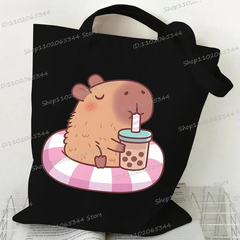 Bobo Tea Capybara Graphics Women Handbags Harajuku Animal Shoulder Bag Fashion Cartoon Tote Shopping Bag Side Bag for Ladies