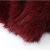 Wine Red Fluffy Faux Fur Short Coat Women Elegant Full Sleeve Warm Lapel Jacket New Winter Woman Commuter Outerwear 2024