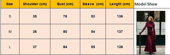 Lady Elegant Burgundy Mock Turtleneck Solid Maxi Dresses Fashion Long Sleeve Slim Hem Party Midi Robe Autumn Evening Dress Women