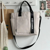 2024 New Casual Tote Large Capacity Shoulder Bag Nylon Waterproof Canvas Handbag Simple Fashion Messenger Bags For Schoolgirl