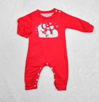 New 2024 Snowflake Bear Christmas family dress printed home dress pajamas 2 sets &3-24 months boy baby girl baby jumpsuit