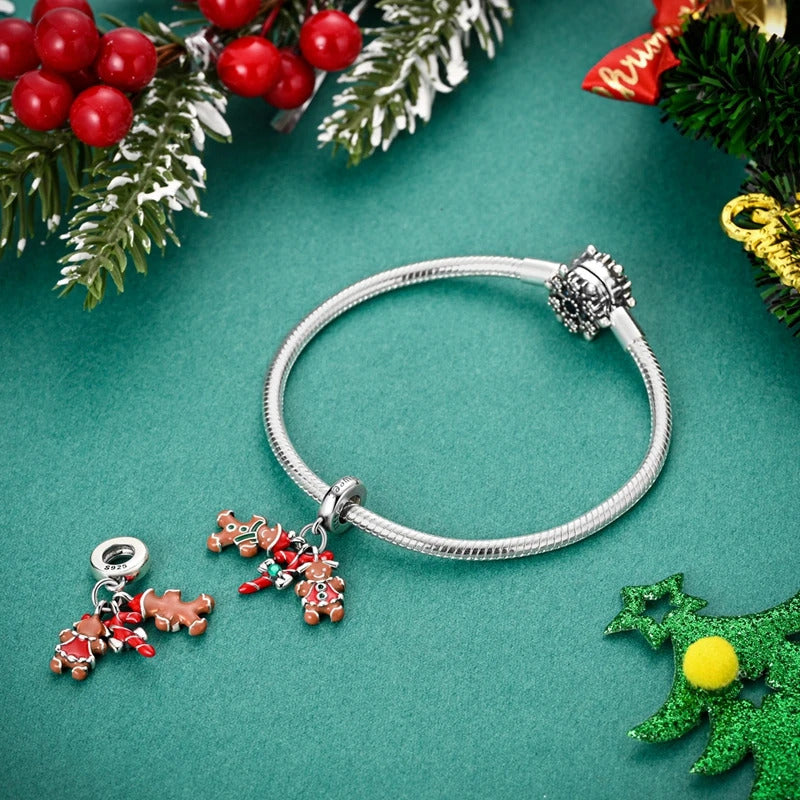 Sparkling 925 Sterling Silver Christmas Carousel & Santa Claus Charm Fit Original Bracelet Women Christmas Gift Jewelry Making