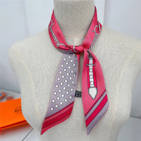 Korean Spring New Chain Buckle Decoration Ribbon Small Scarf Women Twill Tied Bag Handle Ribbon Hair Band Souvenir Small Scarf