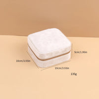 Velvet Jewelry Box For Women Geometric Sqaure Jewelry Storage Case Necklace Ring Earrings Travel Portable Zipper Boxes