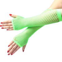 Women Fashion Neon Fishnet Fingerless Long Gloves Leg Arm Cuff Party Wear Fancy Dress for Womens Sexy Beautiful Arm Warmer