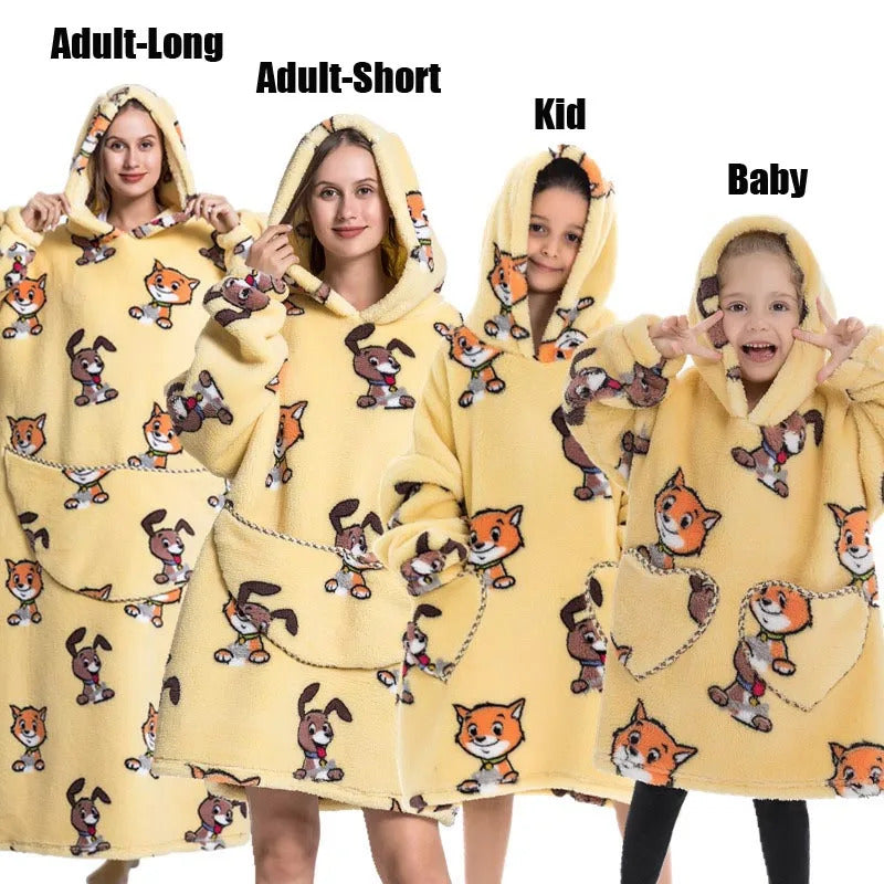 Winter Hoodies Sweatshirt Women Men Pullover Fleece Giant TV Oversized Blanket with Sleeves Adult Halloween Pumpkin Clothing