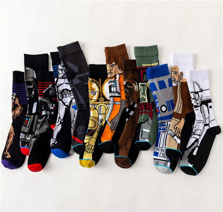 1 Pair Anime Men socks Master Yoda R2-D2 Cosplay Socks Wookiee Jedi Knight Novelty Men's Women's Socks Spring Autumn Winter