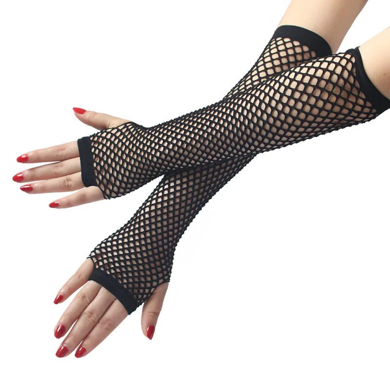 Women Fashion Neon Fishnet Fingerless Long Gloves Leg Arm Cuff Party Wear Fancy Dress for Womens Sexy Beautiful Arm Warmer