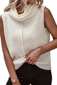 White Central Seam Cowl Neck Sweater Vest