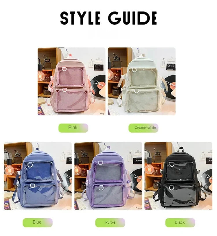 Japanese Kawaii Itabag Women New 2024 Transparent Backpack Women Large Capacity Ita Backpack School Bags For College Student JK