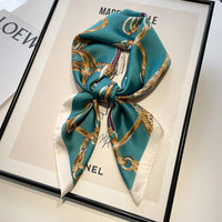 Red Small Square Scarf Women's Silk Scarf 70cm Letter Printed Scarf Square Shoulder Scarf Wholesale Headscarf Hair Accessories