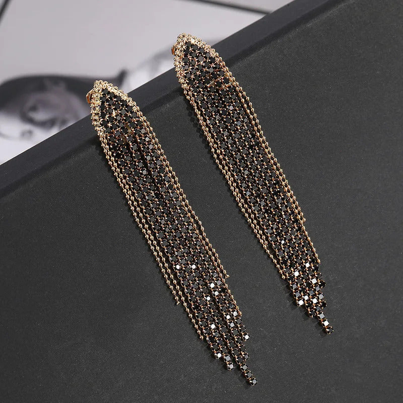 2PC Women's Fashion Copper Claw Chain Long Tassel Earrings Outdoor Travel Carnival Banquet Party Holiday Dressing Gift