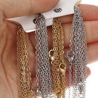 10Pcs/lot  50cm Stainless Steel Link Chains Necklaces Cuban Cross Chains Accessories for DIY Gifts Jewelry Making Bulk Wholesale