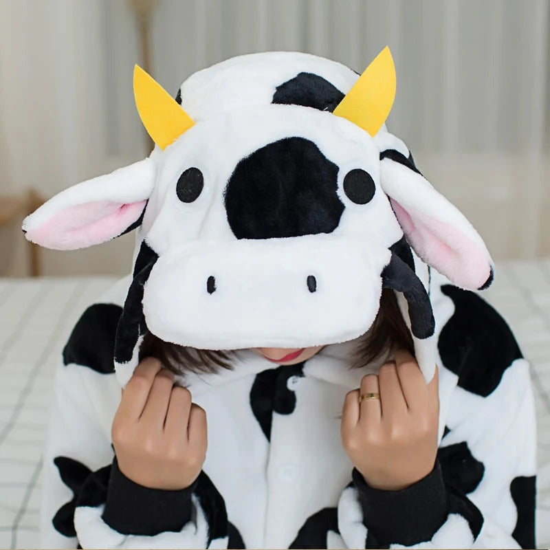 Kigurumi Cow Cartoon Pajamas Onesies For Adults Women Men Animal Pyjamas Christmas Halloween Cosplay Party Costumes