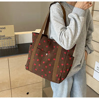 Fresh Sweet Girl Handbag Fashionable High end Corduroy Printed Shoulder Bag Leisure Shopping Commuter Women's Underarm Bag