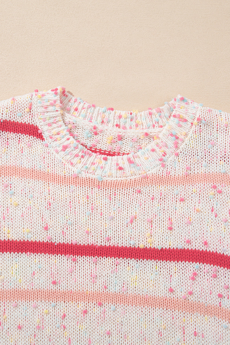 Pink Striped Confetti Knit Sweater