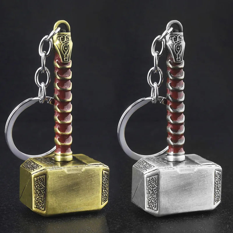 Thor Hammer Metal Keychain Movie Key Ring Cosplay Prop Key Holder For Fans Bag Ornament Car Pendant Gift